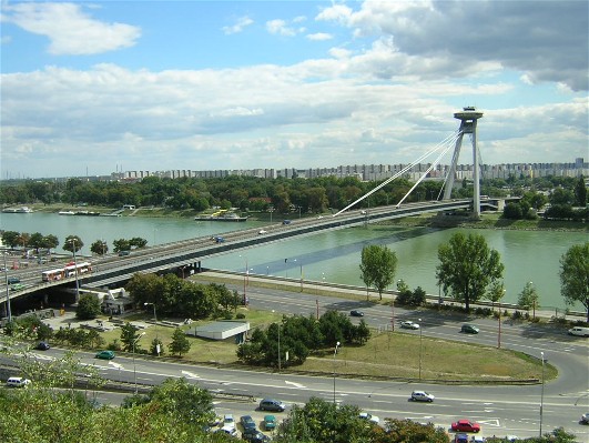 the Danube and Novy Most as seen from the castle