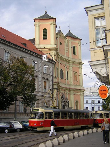 a tram running down Capucinska
