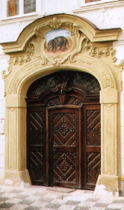 doorway and sign on a house in the Mala Strana