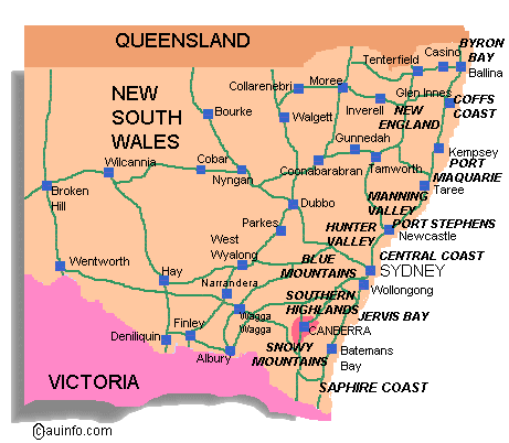 Map of New South Wales, Australia