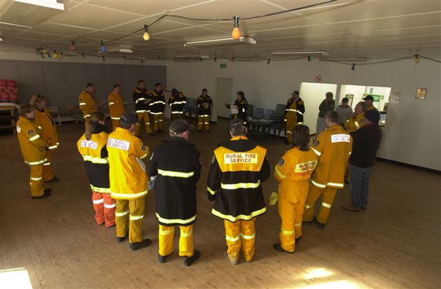 Briefing in the hall
