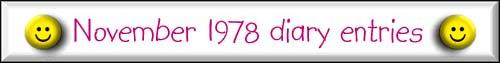 November 1978 diary entries