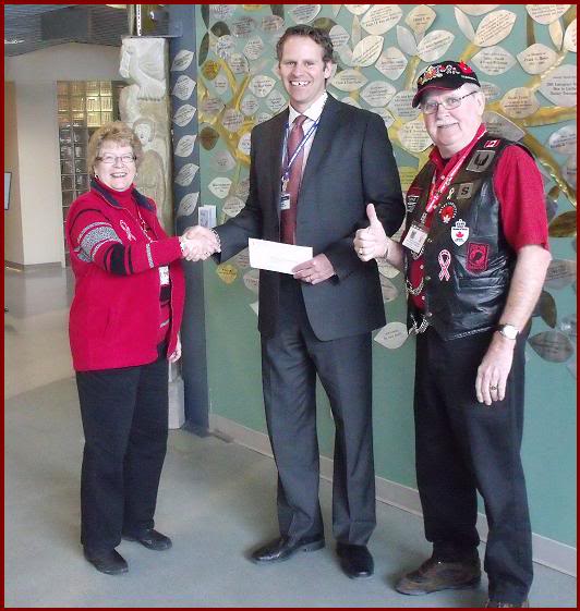 RED Ribbon Forces presenting $1200 cheque to the Rideau / Perley Vets Hospital, Ottawa
