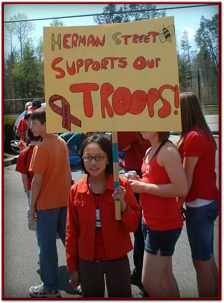 Sydney and young supporters at Wear Red Friday Rally