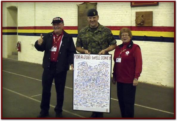 LCol. James R McKay Commanding officer, Princess Of Wales Own Regiment receiving Token of support from Kingston area supporters for a job well done!!