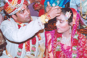 Sweta with Sudharshan on their wedding 