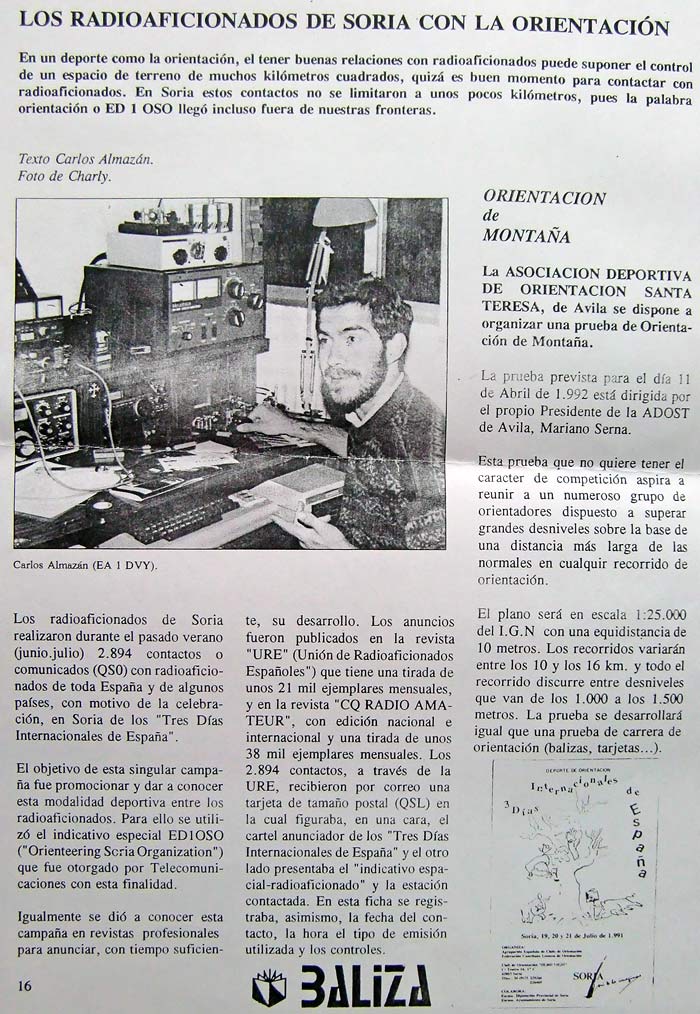 Recorte del Periodico BALIZA en 1992