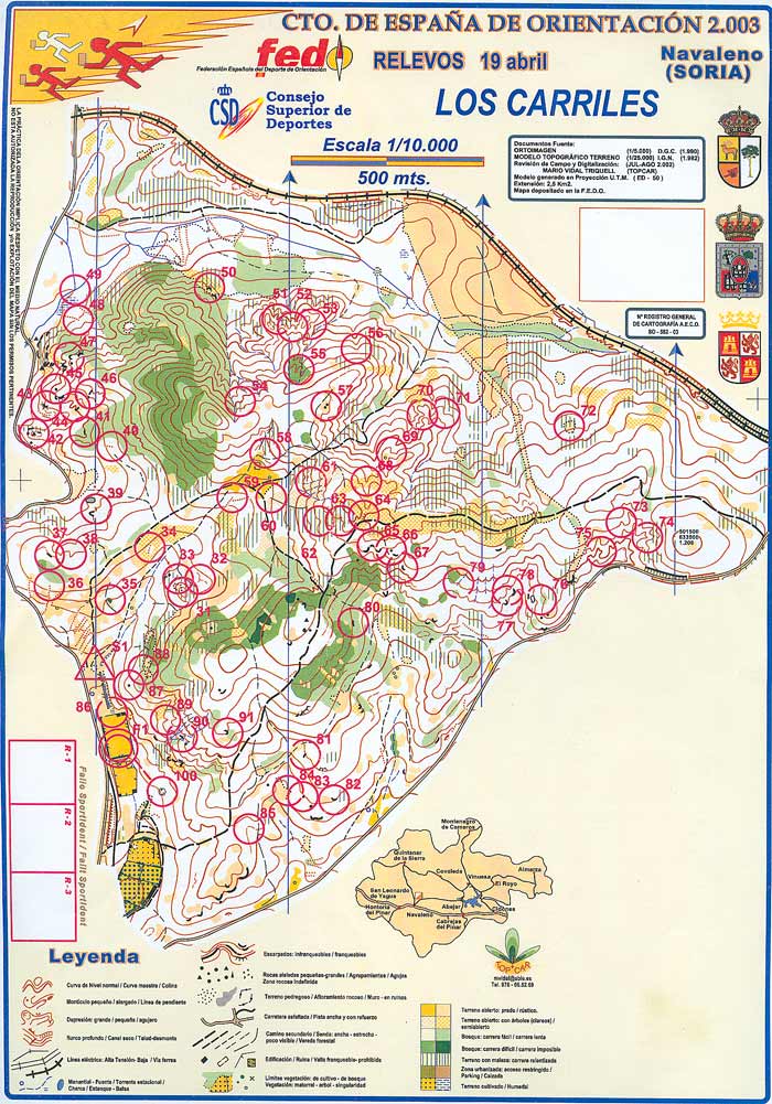mapa de Orientacion de Los Carriles en Navaleno (Soria)