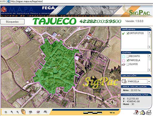 Sistema SigPac en TAJUECO
realizada en Octubre de 2002