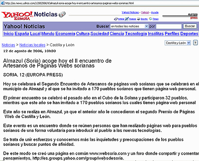Publicado en YAHOO NOTICIA DE SORIA