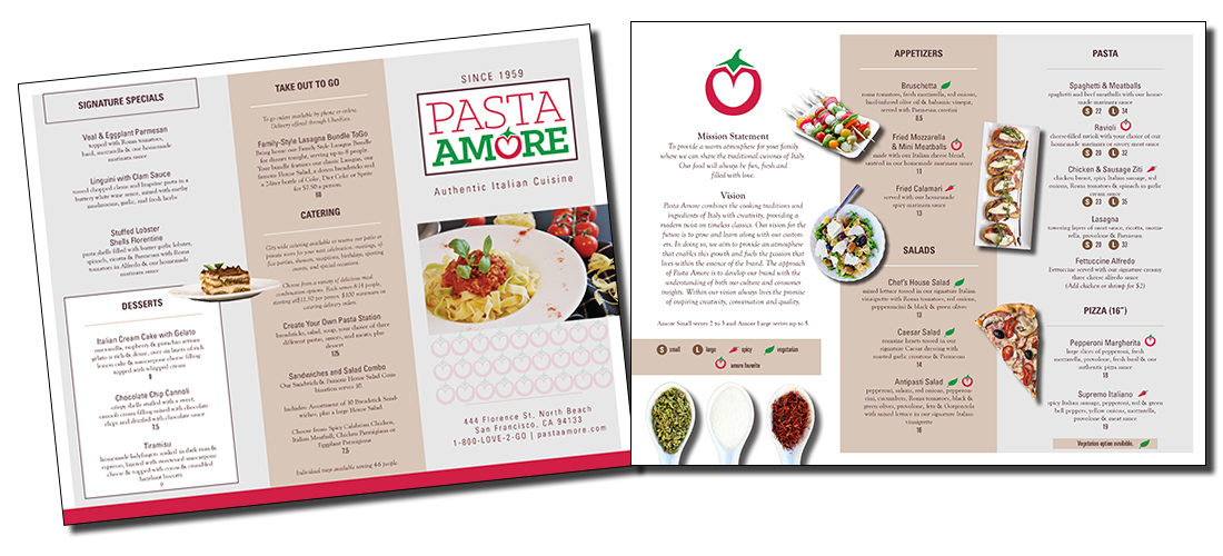 Pasta Amore Brochure