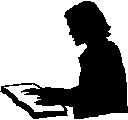 black outline clipart of blind person reading braille