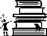b&w stack of books