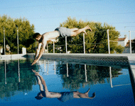 Iain diving into a pool