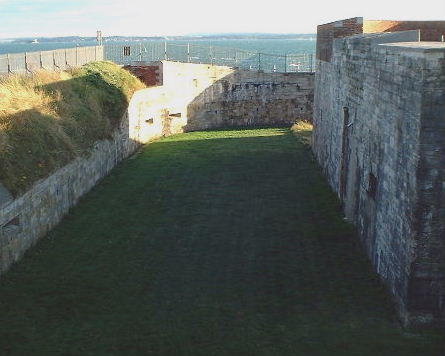 View across the moat with counterscarp gallery visible