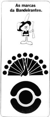 O coelhinho bandeirante, símbolo da Band inicialmente - em seu testpatern -, depois o pavão, primeiro símbolo da TV e em seguida o segundo símbolo da Bandeirantes (1967)