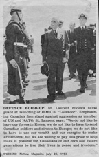 Lt HT Addison escort officer to Louis St Laurent