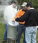 Enjoying a steaming pot of lobster