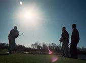 Par 3 cash shot into the sun