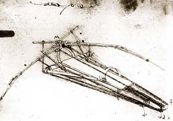 one of da Vinci's sketches of a flying machine