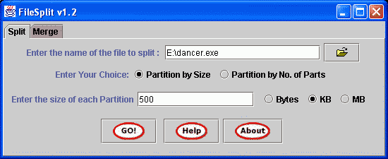 Screenshot of FileSplit