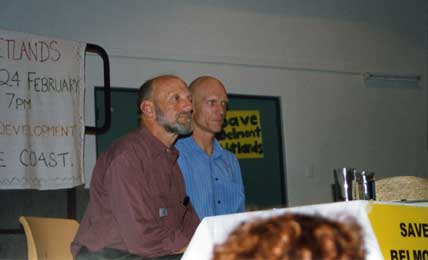 Peter Garrett and Alliance Chairperson Don Owers at Public Meeting