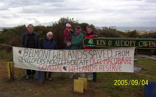 Group celebrating Belmont Wetlands Saved