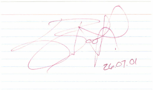 Lindy Booth Index Card