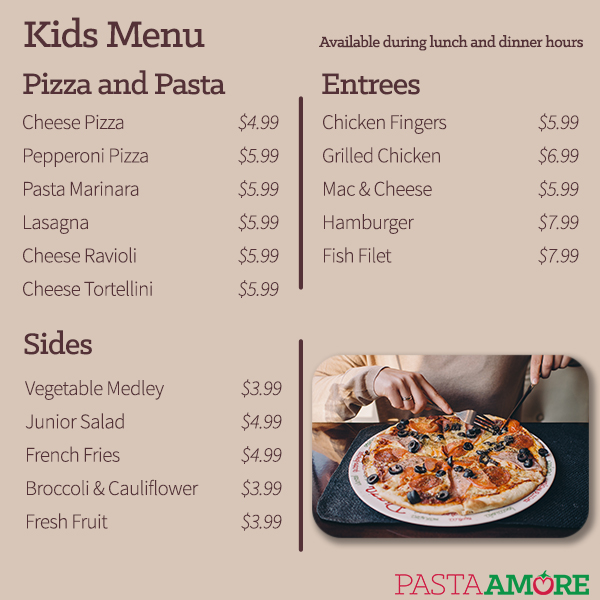 Children's Menu Pasta Amore