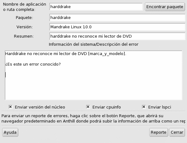 Reportando un error con Drakbug