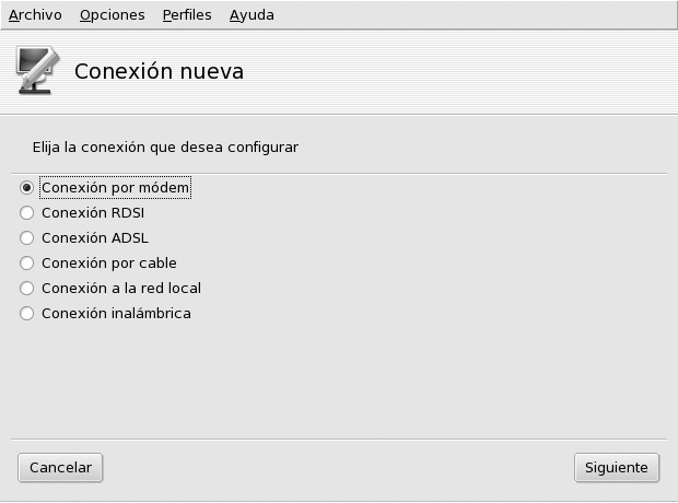 Eligiendo las conexiones con la Internet a configurar