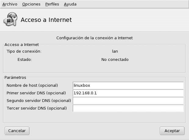 Configurando el acceso a la Internet