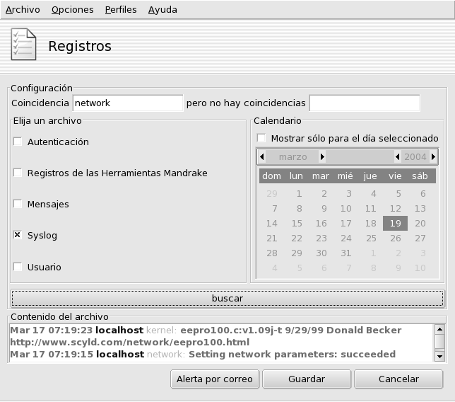 Examinando y buscando en los archivos de registro