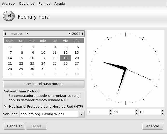 Cambiando la fecha y la hora