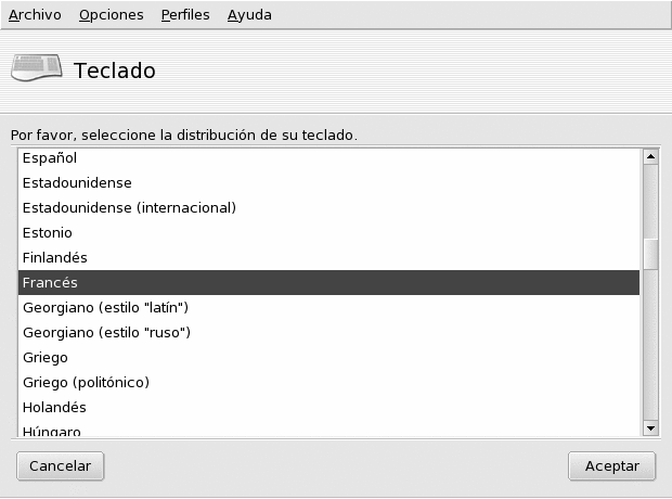 Eligiendo una distribución de teclado diferente