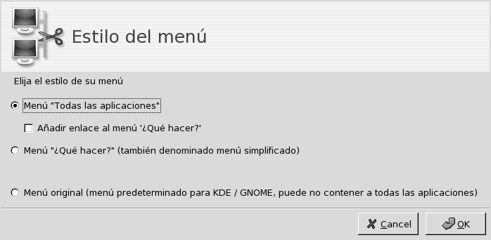 Eligiendo un estilo de menú