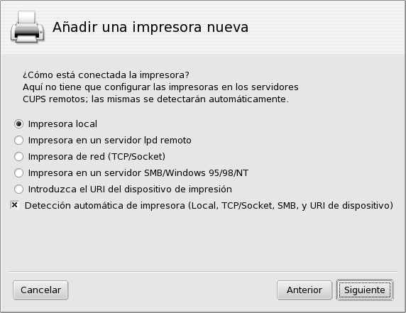 Configurando una impresora remota