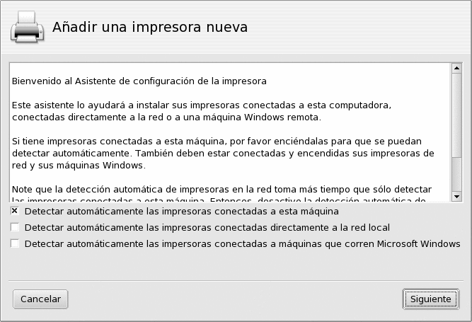 Detección automática de impresoras