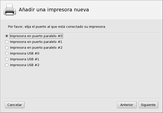 El puerto de la impresora
