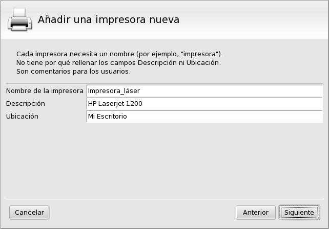 Eligiendo un nombre para su impresora
