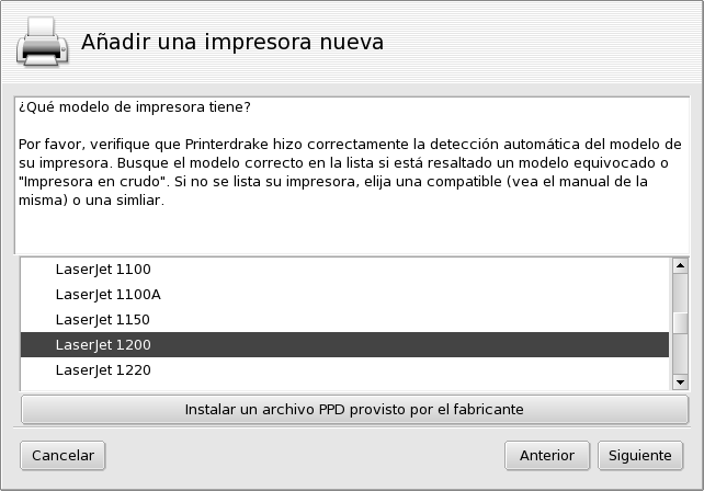 Elección del modelo de impresora