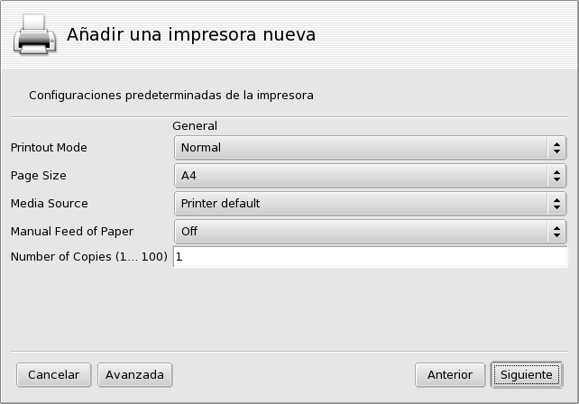 Configurando las opciones de la impresora