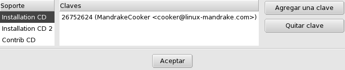 Rpmdrake ––Administrando claves