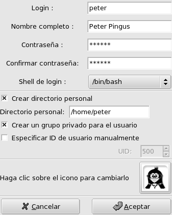 Añadiendo un usuario nuevo en el sistema
