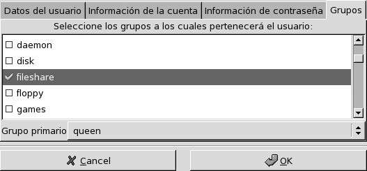 Afectar usuarios a un grupo