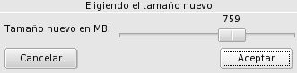 Eligiendo un tamaño nuevo