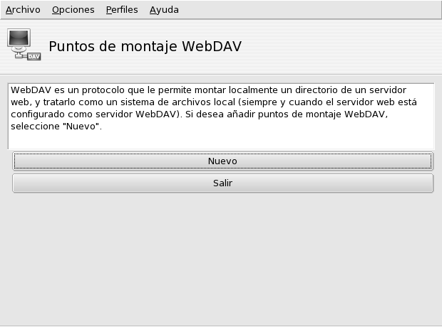 Administrando puntos de montaje WebDAV