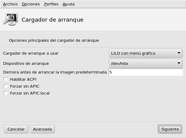 Eligiendo el modo de arranque