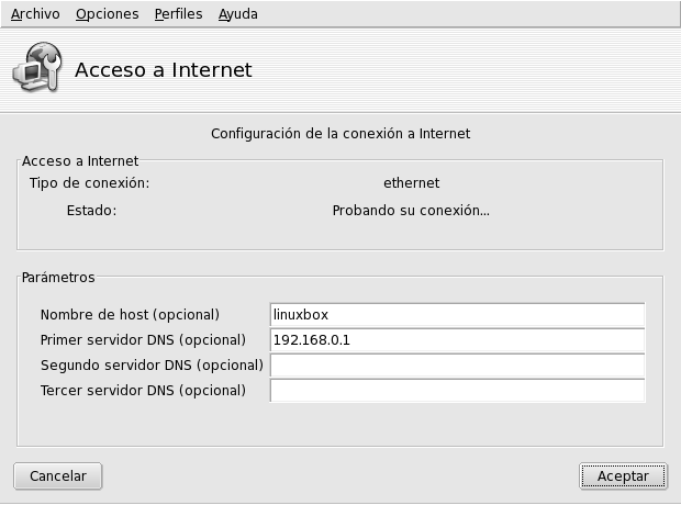 Configurando el acceso a la Internet