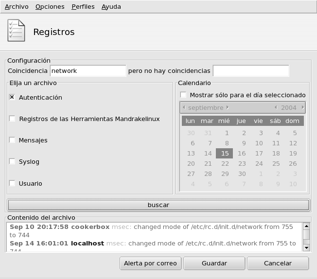 Examinando y buscando en los archivos de registro